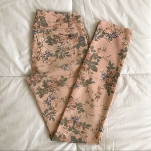 Blush Pink Floral Skinny Jeans